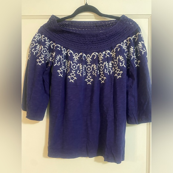 Colleen Lopez Tops - NEW Colleen Lopez Blue and White Cowl Neck Top